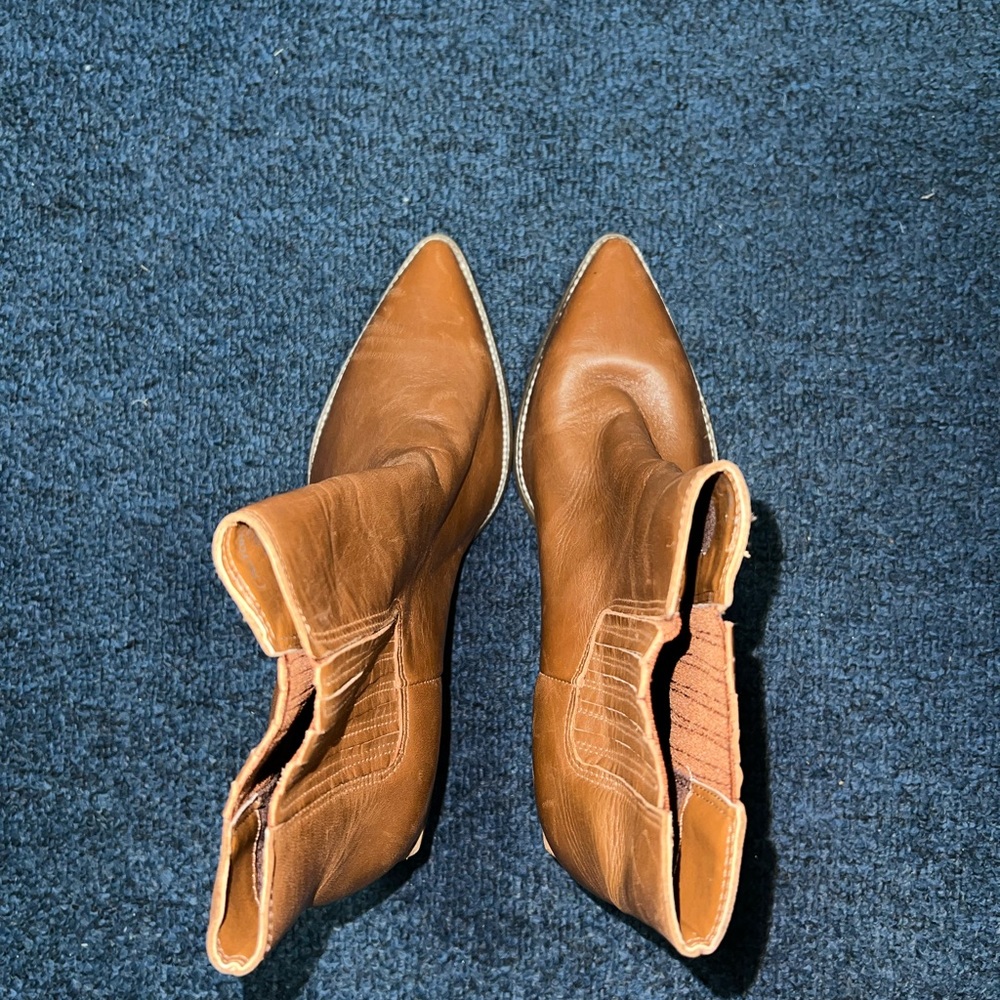 Brown leather booties